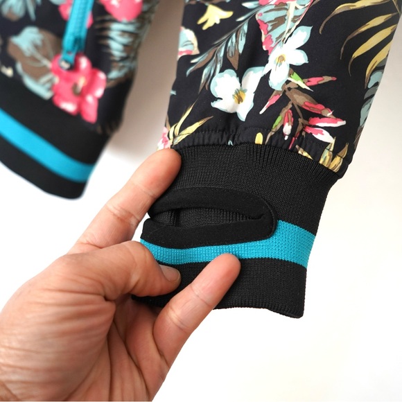 Saga Outerwear Floral Flower Jacket Hooded Soft-Shell Windbreaker Large Logo M - Picture 5 of 12